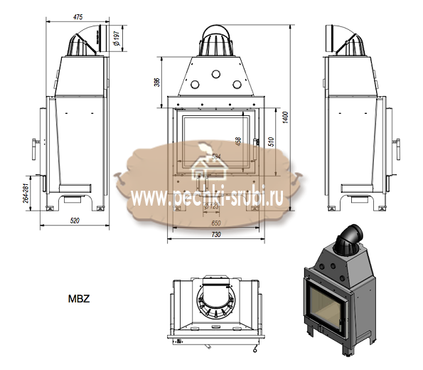 Каминная топка Kratki "MBZ" Каминная топка Kratki "MBZ"