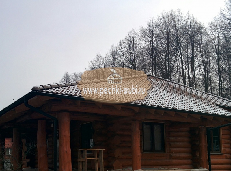 Монтаж капитальной кровли на срубе бани из песчано-цементной черепицы. Работы под ключ. Пущино. Московская область. Монтаж капитальной кровли на срубе бани из песчано-цементной черепицы. Работы под ключ. Пущино. Московская область.