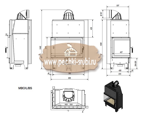 Каминная топка Kratki "MBO/L/BS" Каминная топка Kratki "MBO/L/BS"