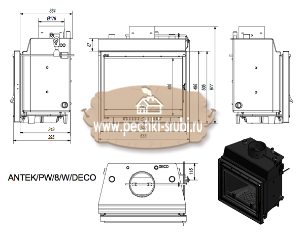 Каминная топка Kratki "ANTEK/PW/8/W/DECO" Каминная топка Kratki "ANTEK/PW/8/W/DECO"